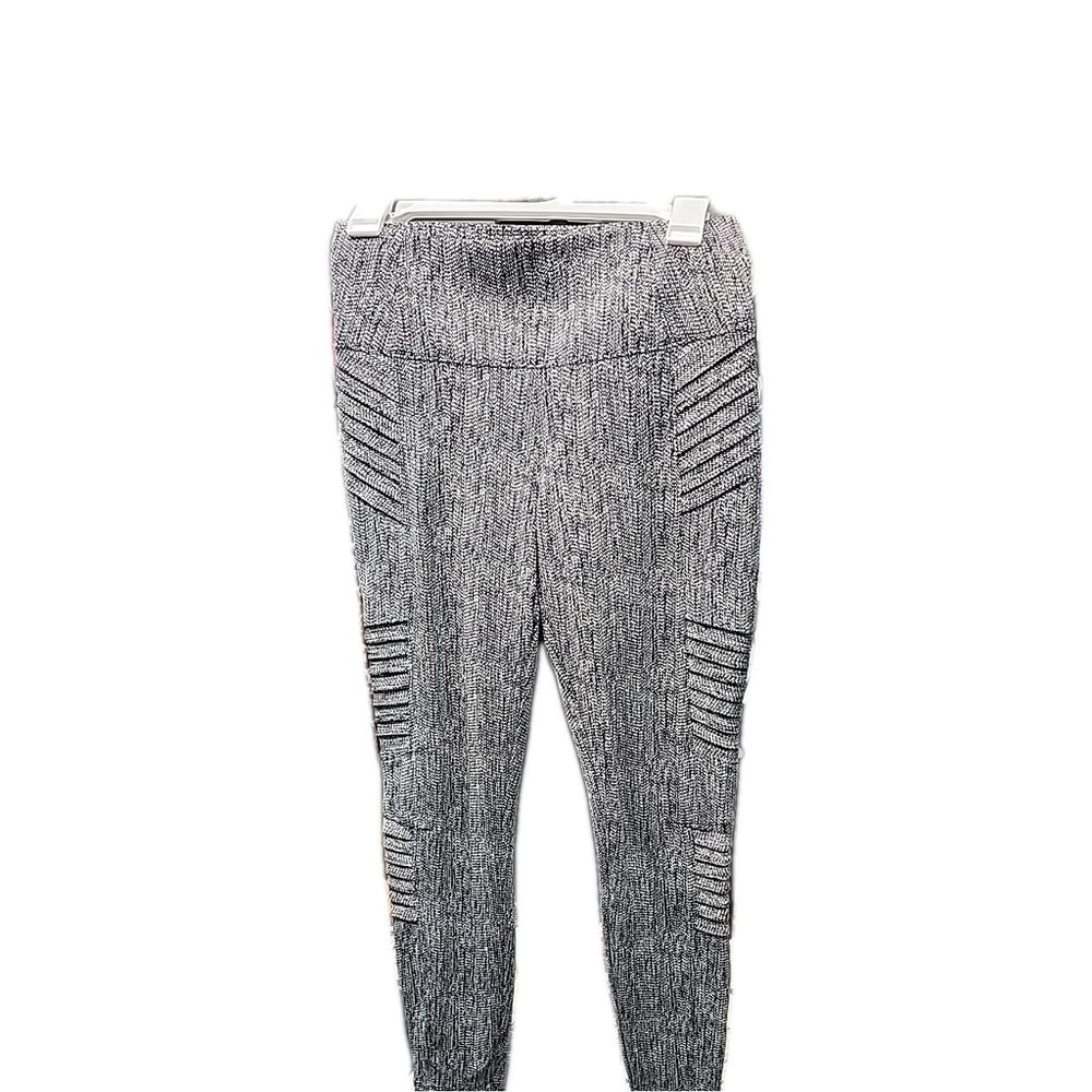 Athleta Delancey Textured Moto Tight Leggings Ankle Zipper Houndstooth Black S